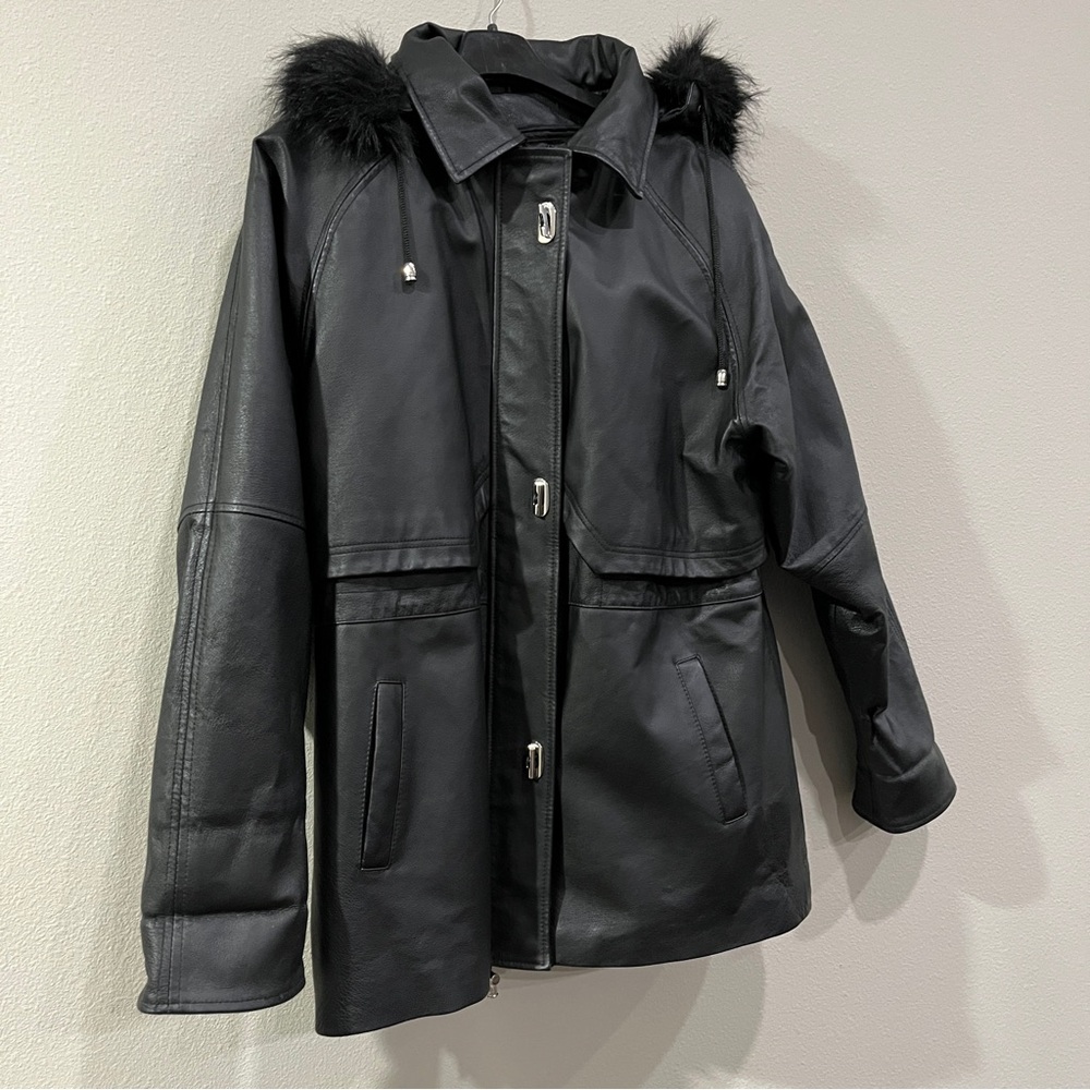 Croft and Barrow heavy leather winter jacket women’s size large
